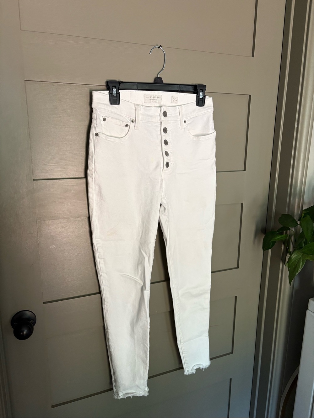 Lucky Brand White High-Rise Button-Fly Jeans